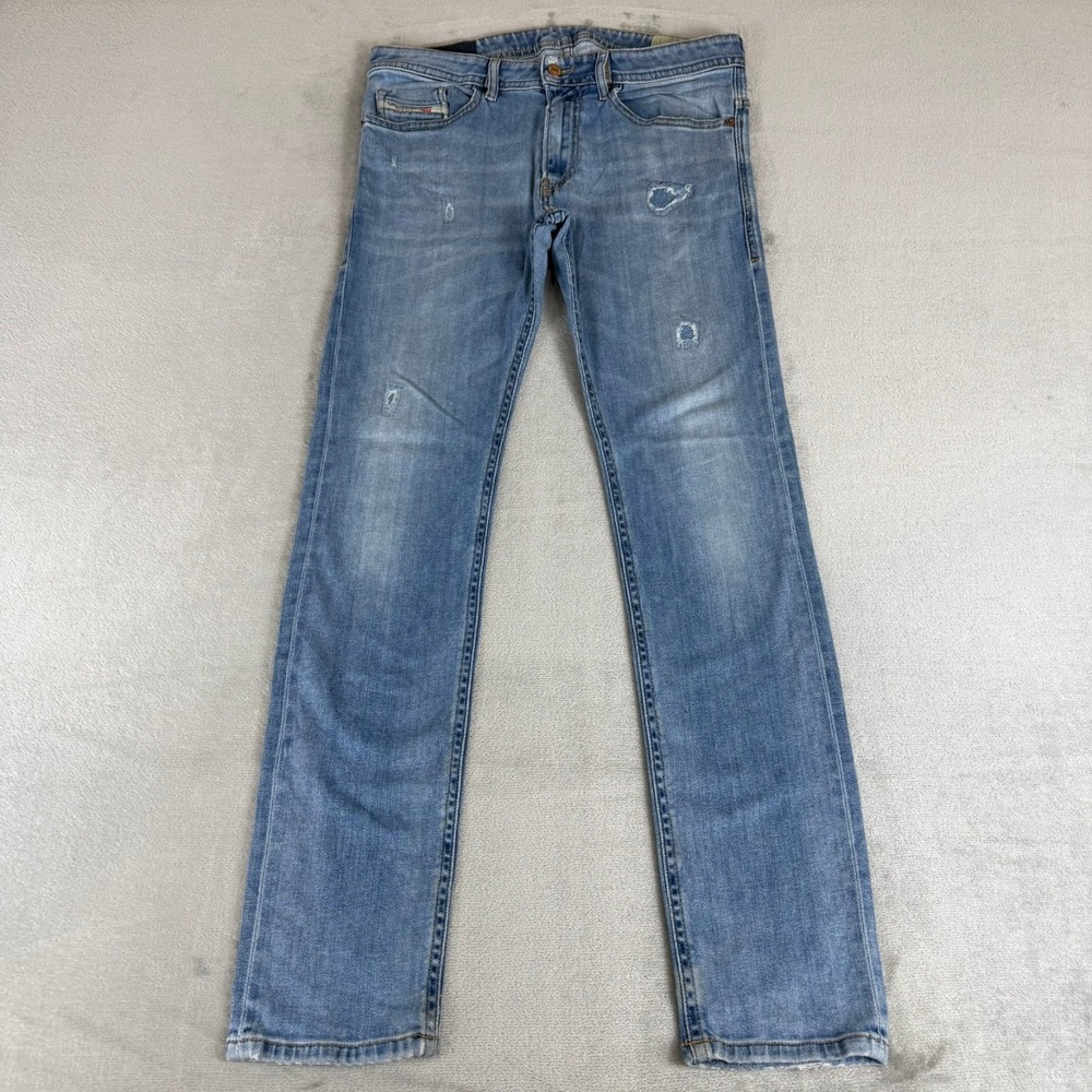 Diesel Thommer Slim Skinny Jeans Mens 32x32 Blue Denim Distressed Stretch